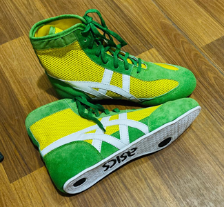 RARE ASICS Onitsuka Tiger Wrestling Trainers Yellow Green shoes