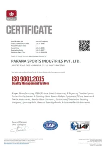 ISO CERTIFICATE Parana Sports Industries